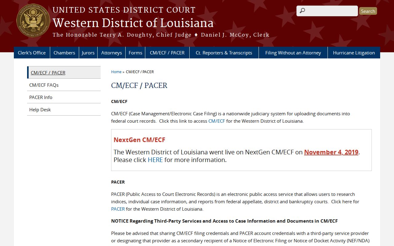 Claiborne Parish case search Western District federal records