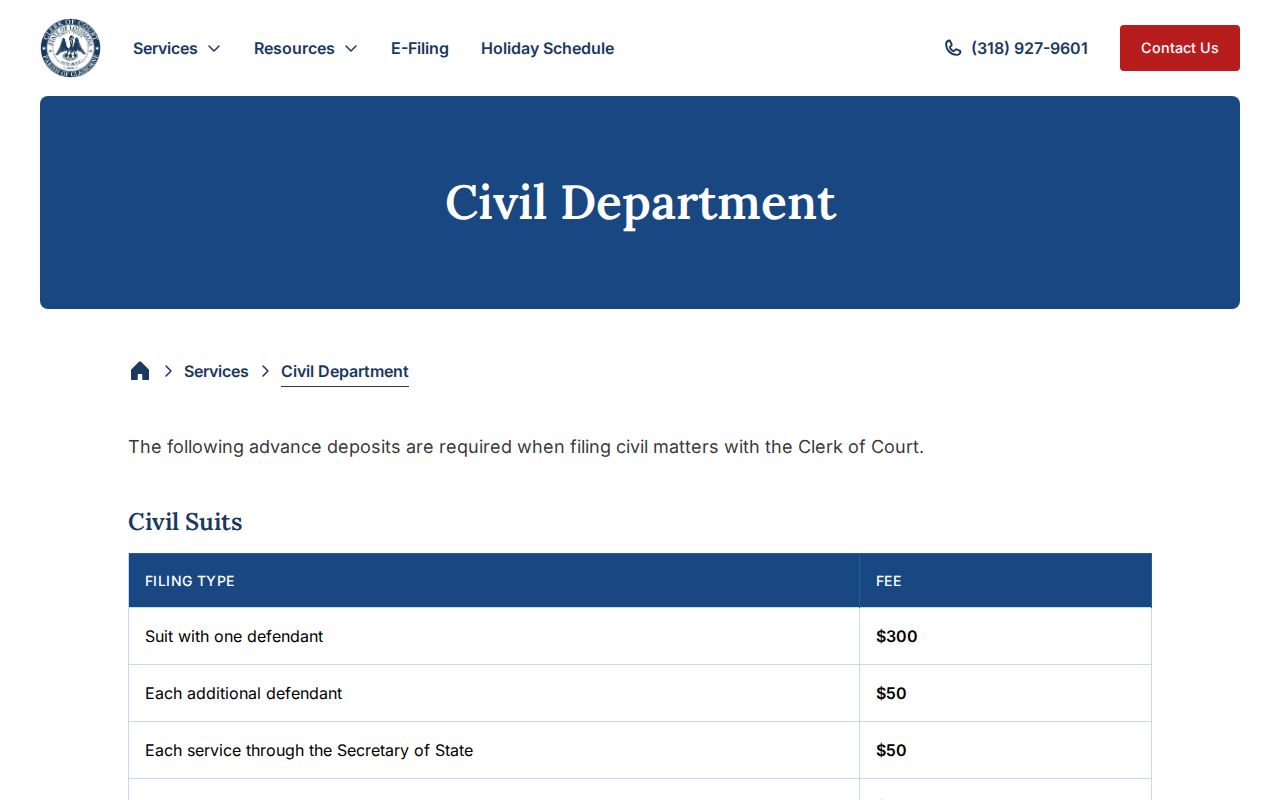 Claiborne Parish civil docket civil department records