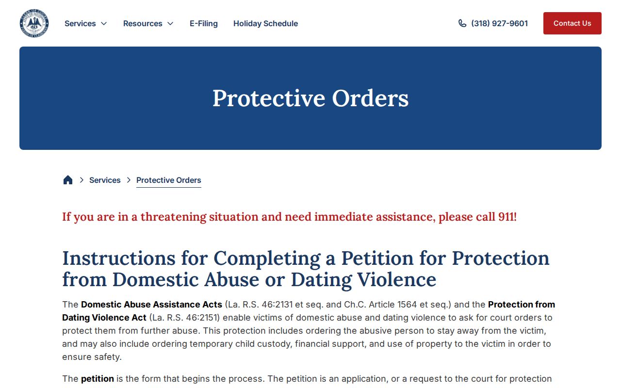 Claiborne Parish court records protective-order information
