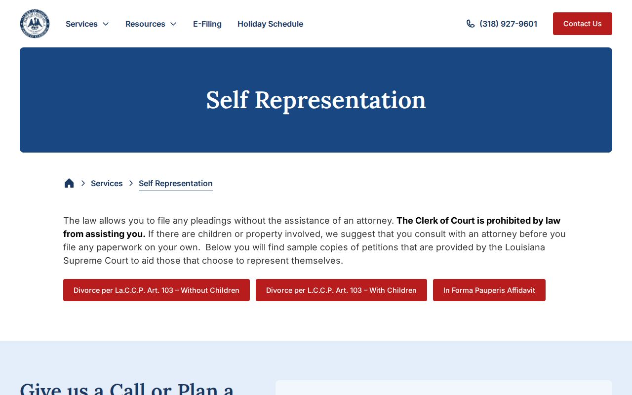 Claiborne Parish court records self-representation resource page