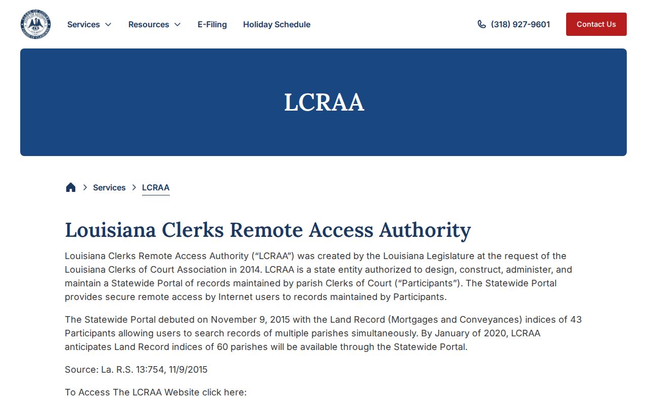 Louisiana clerks remote access information relevant to Claiborne Parish court records