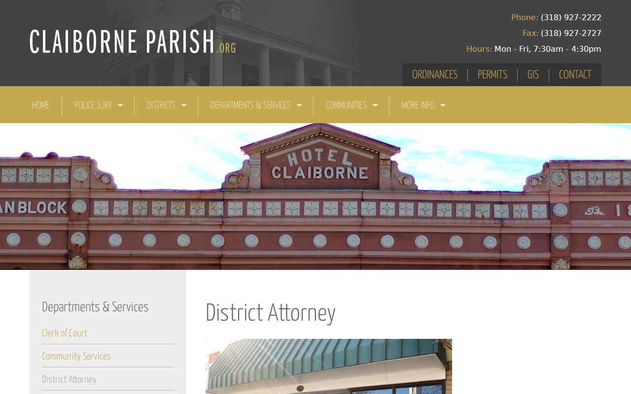 Haynesville court docket Claiborne Parish district attorney contact information