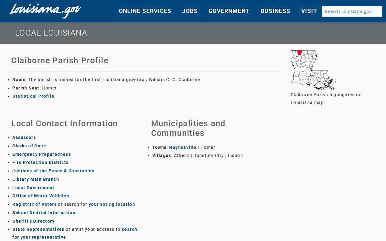 Claiborne Parish court docket parish profile