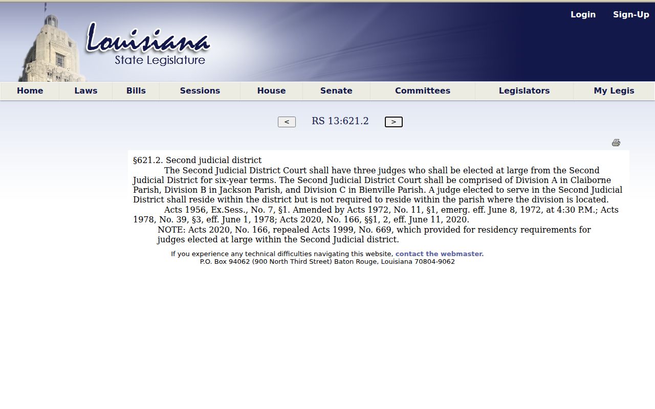 Claiborne Parish court docket Second Judicial District statute
