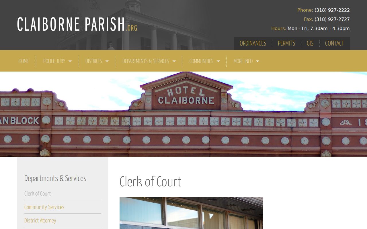 Junction City court docket Claiborne Parish clerk directory