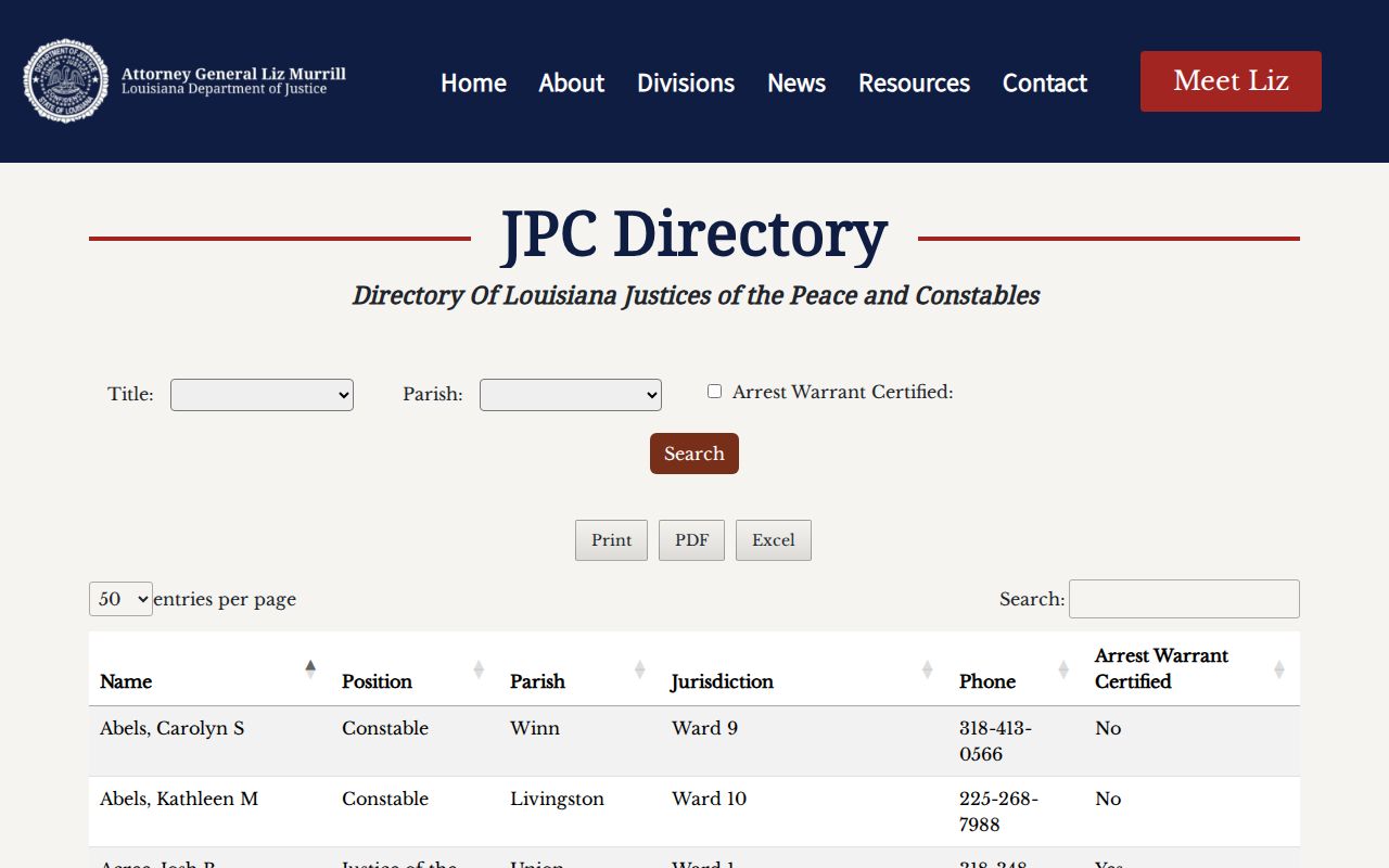 Claiborne Parish traffic court records Justice Court directory